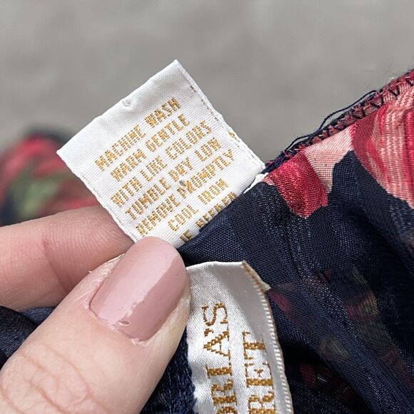 Vtg Victoria’s Secret Gold Label Night Shirt Sz S 90s Navy Paisley Floral Button - Picture 9 of 10